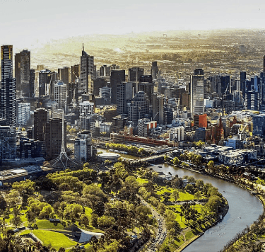 Phot of Melbourne skyline and Kings Domain