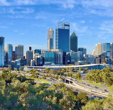 Perth CBD skyline from State War Memorial Lookout, August, 2023