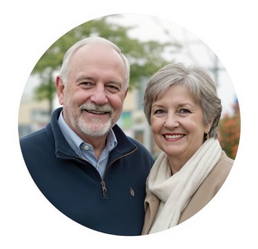 a man and woman standing next to each other