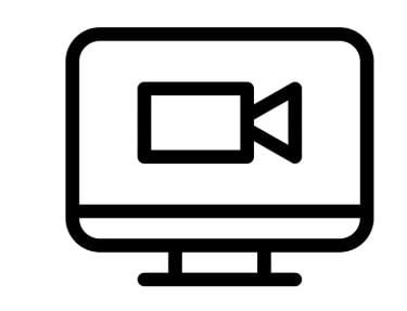 icône d’écran avec caméra représentant les consultations de sophrologie à distance