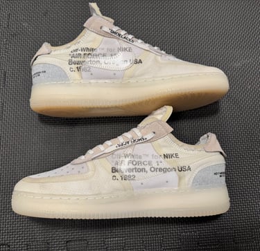 KicksReboot performed a renovation very rare Nike Air Force 1 Off-White The Ten shoes, photo taken after the process