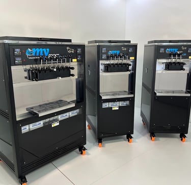 three machines with a large amount of machines