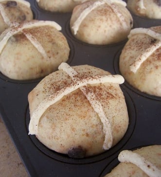 freshly baked hot cross buns