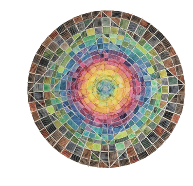 Mandala à l'aquarelle, réalisé par Karin Monami