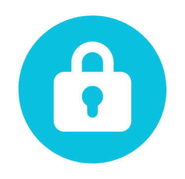 Ícono de candado blanco que simboliza la seguridad y protección de los contratos inteligentes