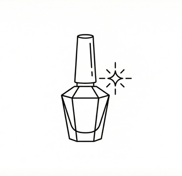 Ícone minimalista de um vidro de esmalte, representando a curadoria de esmaltes premium e importados do salão We Hall.