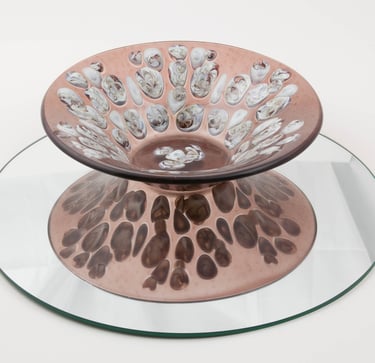 Boiled - Transparent plum classic bowl with vanilla drop pattern
