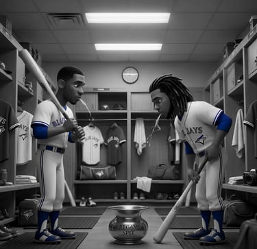 Toronto Blue Jays players spit in ritual pregame spittoon.