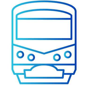 Front view of subway train icon representing underground metro transportation