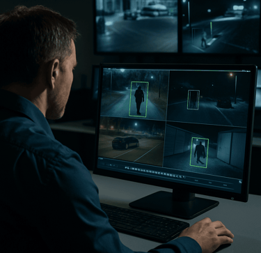 Intelligent video analytics spotting an intruder 