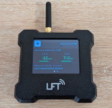 LFT vu de face — écran et logo