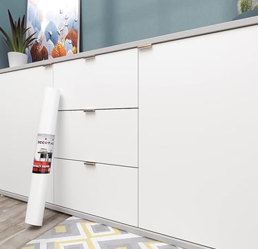 Peel and Stick White Kitchen Wallpaper for Minimalist Cabinet Makeover