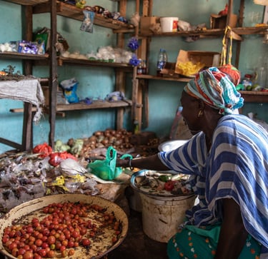 A village boutique sells everyday food items, an extension of the family home.