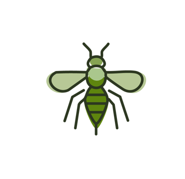 a bee with a green and yellow bee on it