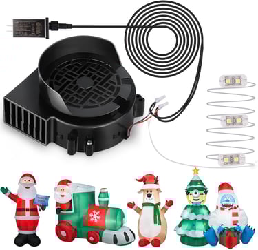 Air Blower Fan for Inflatables, 12V 0.8A Mini Airup Replacement Blower Fan with 1.0A Adapter and 3 L