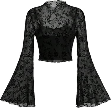 Goth Cowgirl Long Sleeve Mesh Top