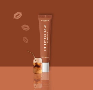 Ruby & Millie Iced Coffee Lip Butter in an aesthetic background by lushoasie