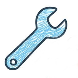 Hand-drawn wrench icon symbolizing practical solutions and change implementation.