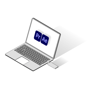Graphisme d'un pc portable pour les préstations de montage vidéo de genecis studio