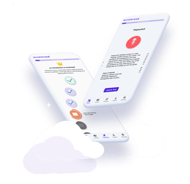 Acceleread speed reading app screens in clouds