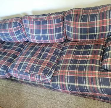 3-Seat Traditional Plaid Fabric Sofa The Peterson Exchange 