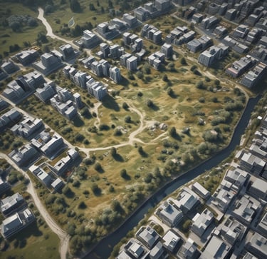 Modern living room with elegant furniture and warm lighting.