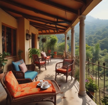 Modern living room with elegant furniture and warm lighting.