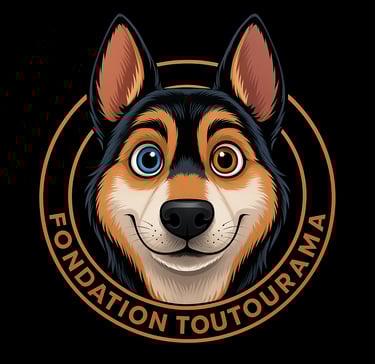 a dog with a dog in a circle with the words foundation for the foundation of