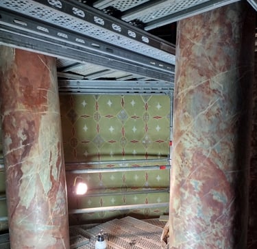 restitution faux-marbre colonnes  église  
