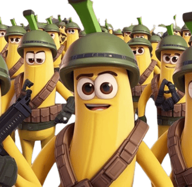 a bunch of bananas are standing in a row of soldiers