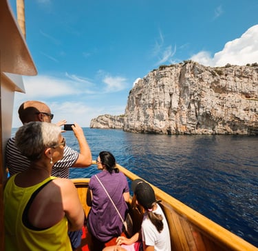 People enjoying the view of the Kornati Islands National Park in the Zadar Archipelago