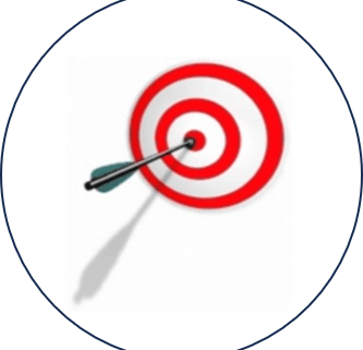 Flecha en el centro que significa el logro del objetivo de la certificación en ISO.