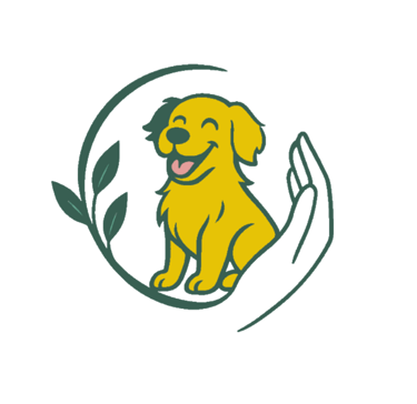 un petit chien joyeux dans une main protectrice, logo Oasis