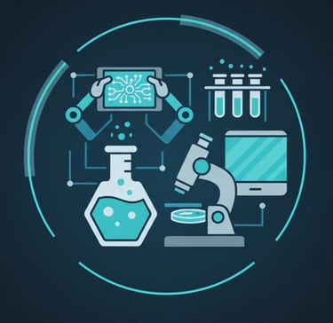 Laboratory equipment and digital workspace icon for modern lab facilities