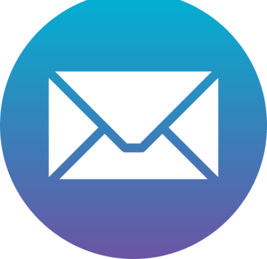 a blue and purple envelope with a mailbox