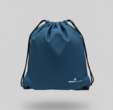 a blue drawsack bag with a drawsack and a drawsack