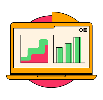 a laptop computer screen showing a chart of data