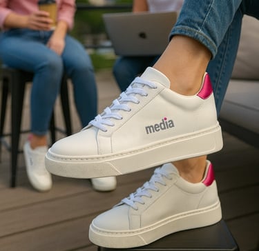 White custom logo sneakers made in Italy