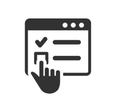 an icon with a persons hand making a selection on a screen