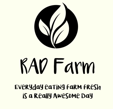 a logo for rad farm