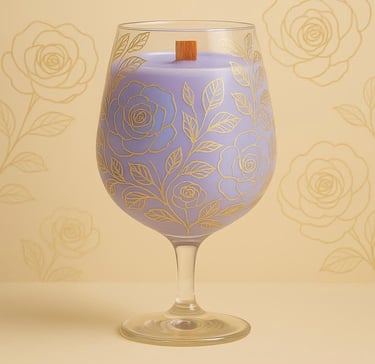 Glass scented candle with lawender node
