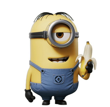 a minion holding a banana peeler