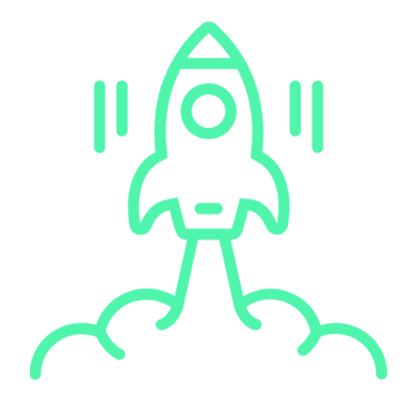 a green and white rocket ship with a rocket