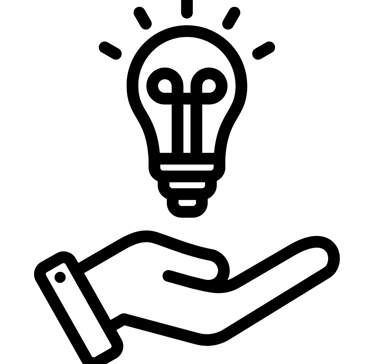 desenho de uma mão sujeitando uma lâmpada