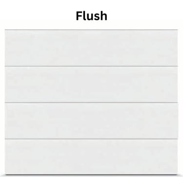 A modern white flush panel garage door featuring a smooth, minimalist horizontal design.