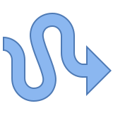 a blue squiggly line attached to an arrow pointing right
