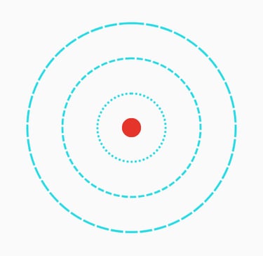 a red dot making blue concentric waves signifying point of influence