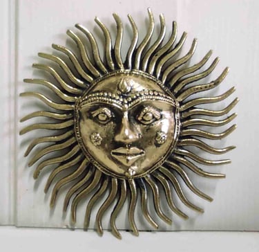 "Handmade brass sun wall hanging–ethnic home decor – vintage-style-Labeled for export"