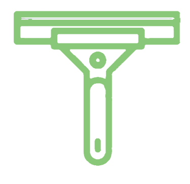 A green and white image of squeegee, a window cleaning hand tool