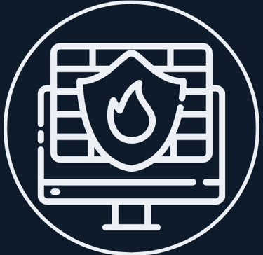 Jimproved Tech logo of a screen with a shield and brick wall, representing firewall and security